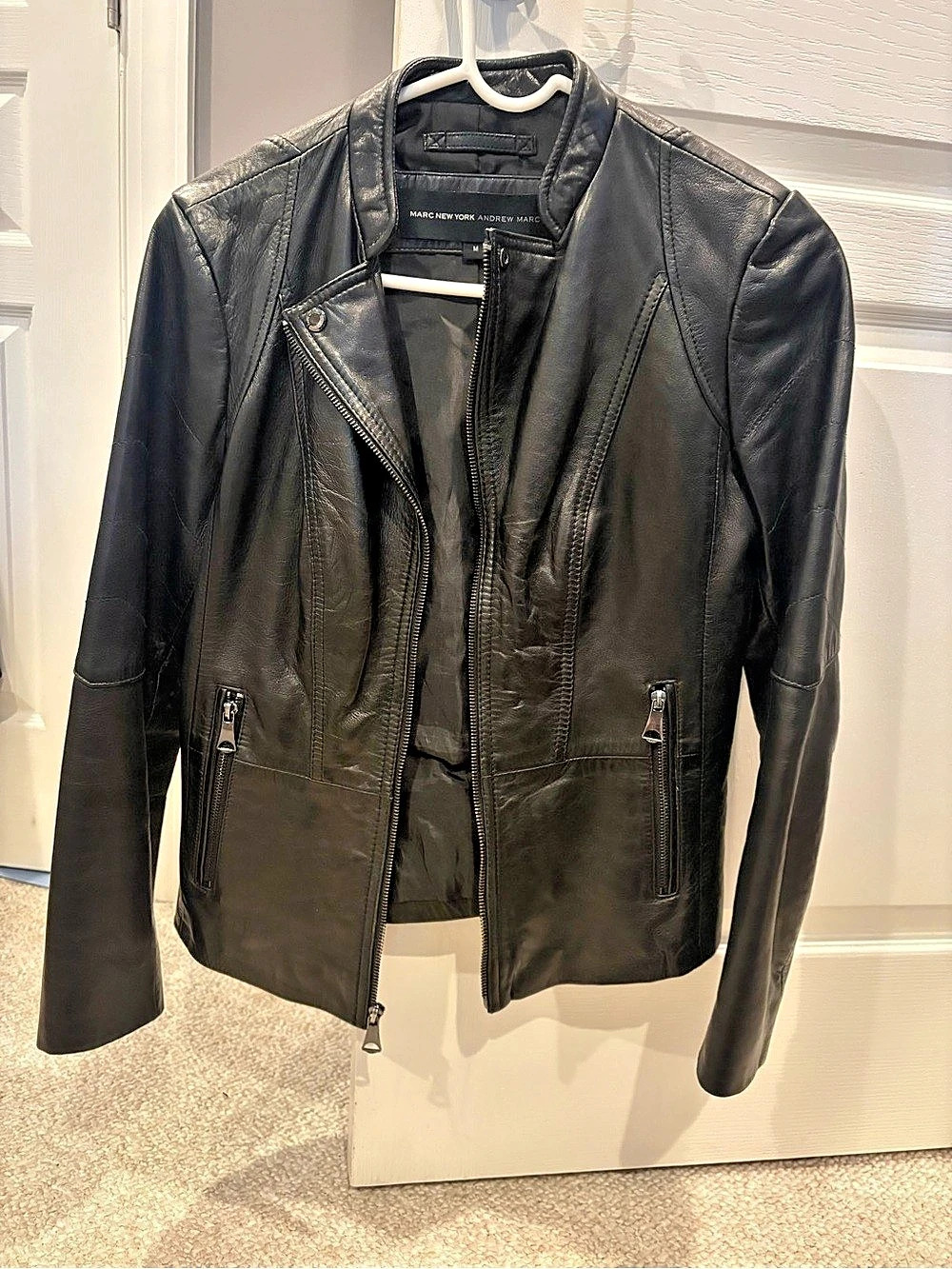 Marc New York Andrew Marc Black Leather Jacket Size Medium Like New